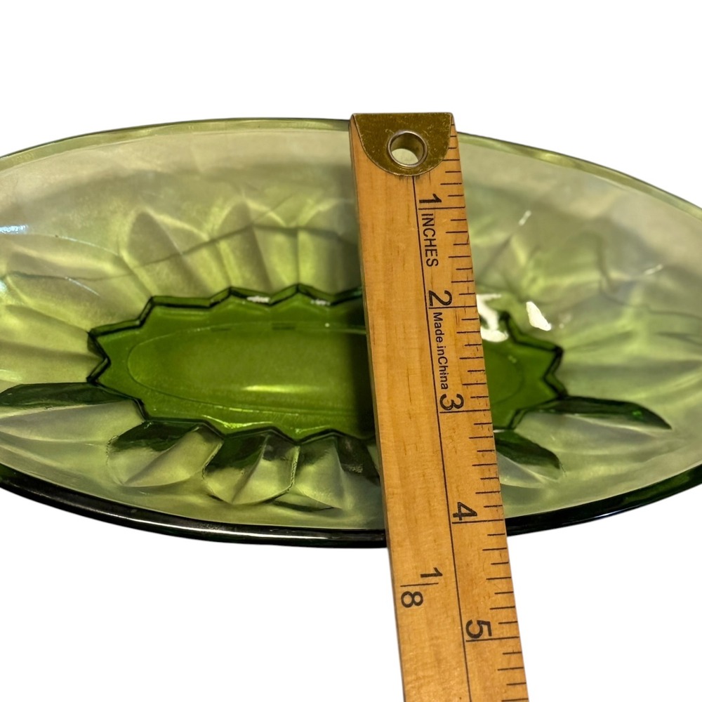 Vintage Avocado Green Glass Oval Relish Dishes Set of 3 MCM Retro Serveware - Picture 11 of 12